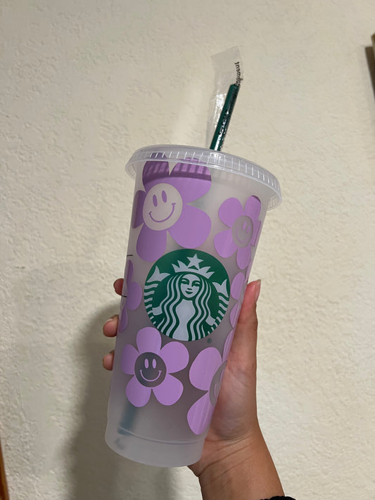 Flower Smiley Face Starbucks Tumbler