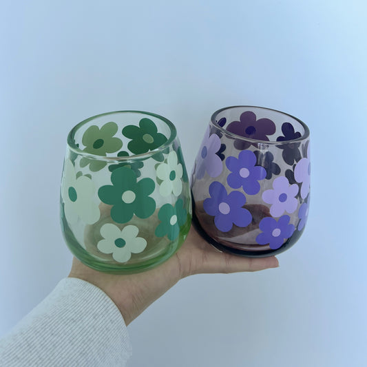 Flower Stemless Wine Glass