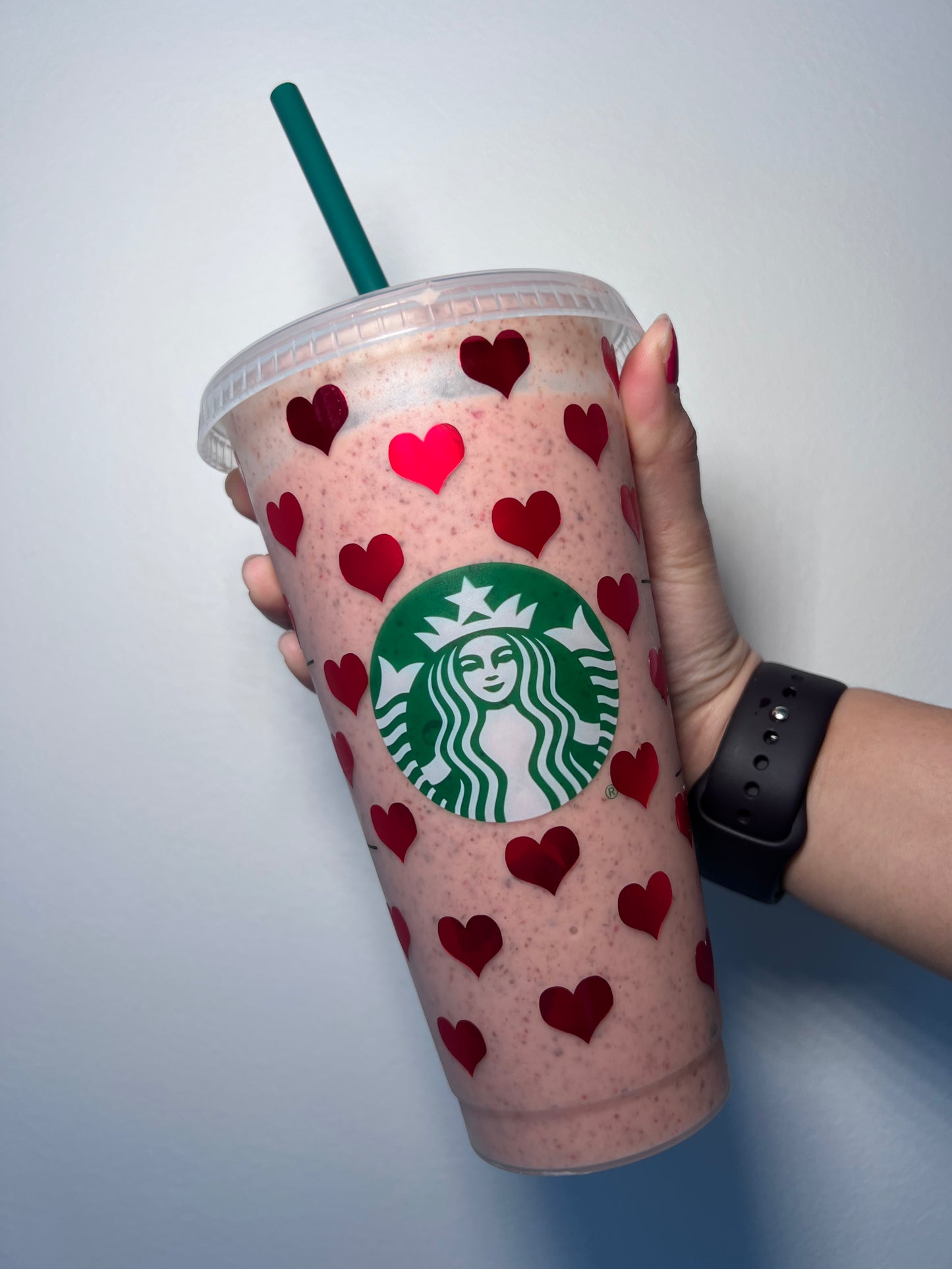 Red Heart Holographic Starbucks Tumbler
