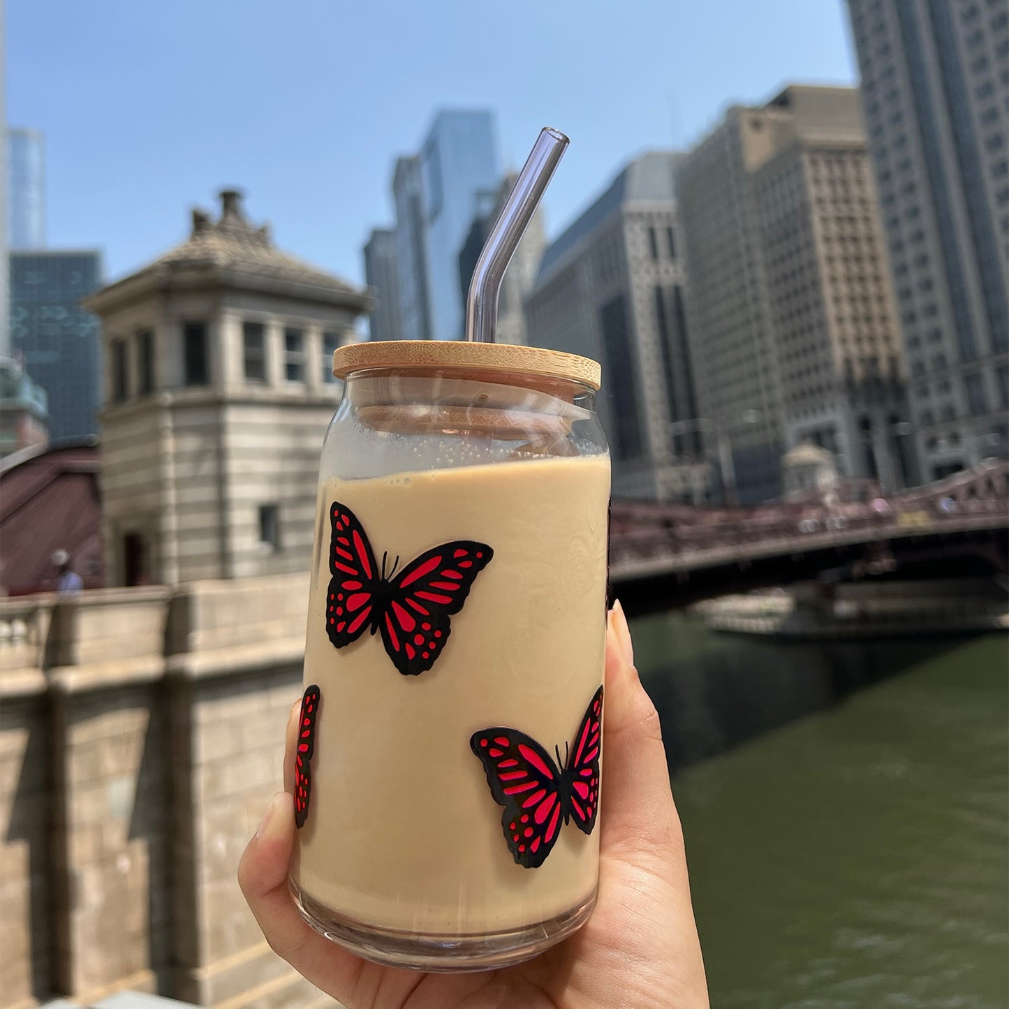 Butterfly Iced Coffee Glass
