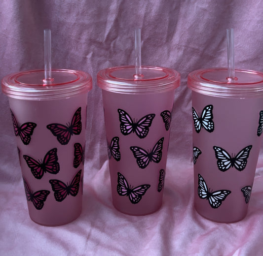 Pink Butterfly Tumbler