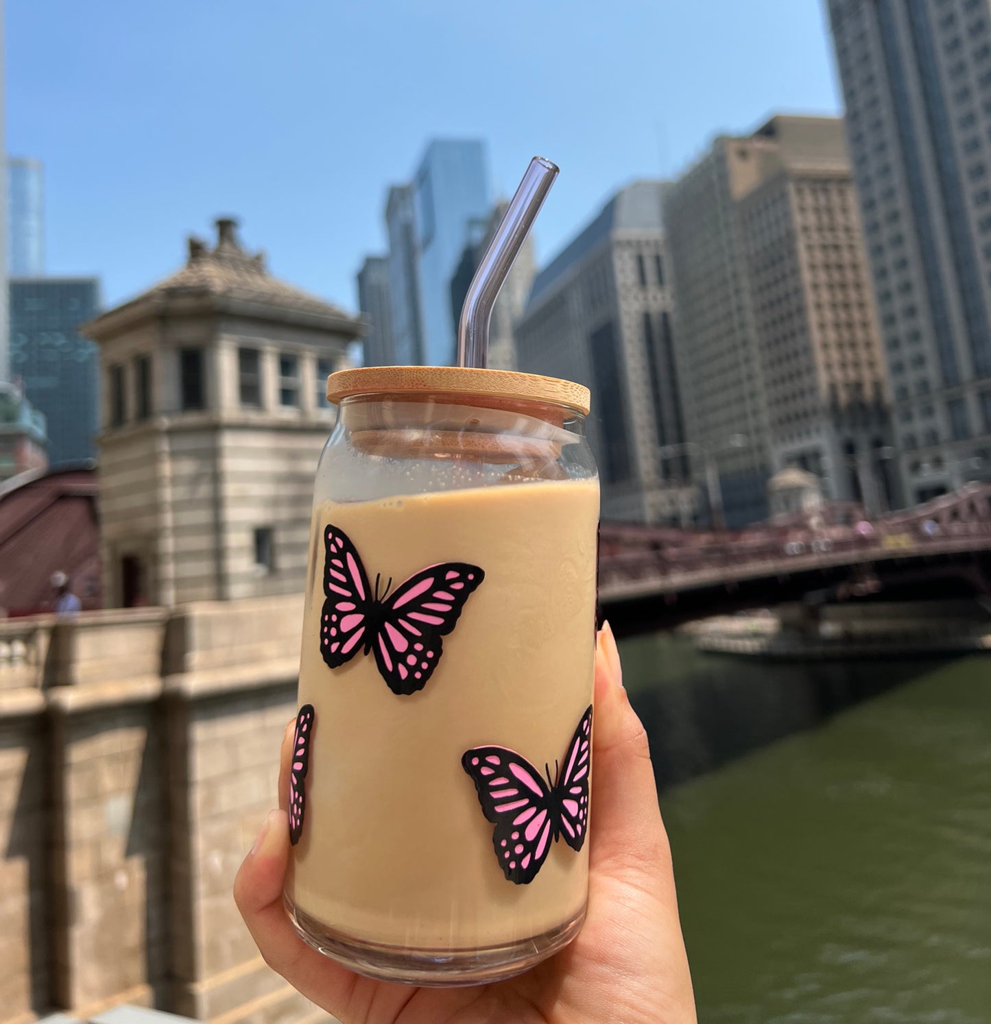 Butterfly Iced Coffee Glass