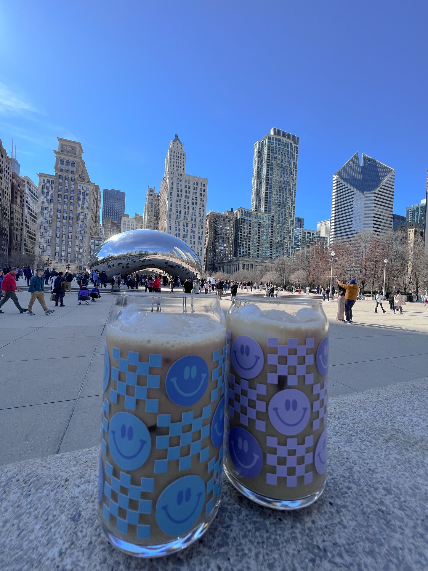 Smiley Face Checkered Glass