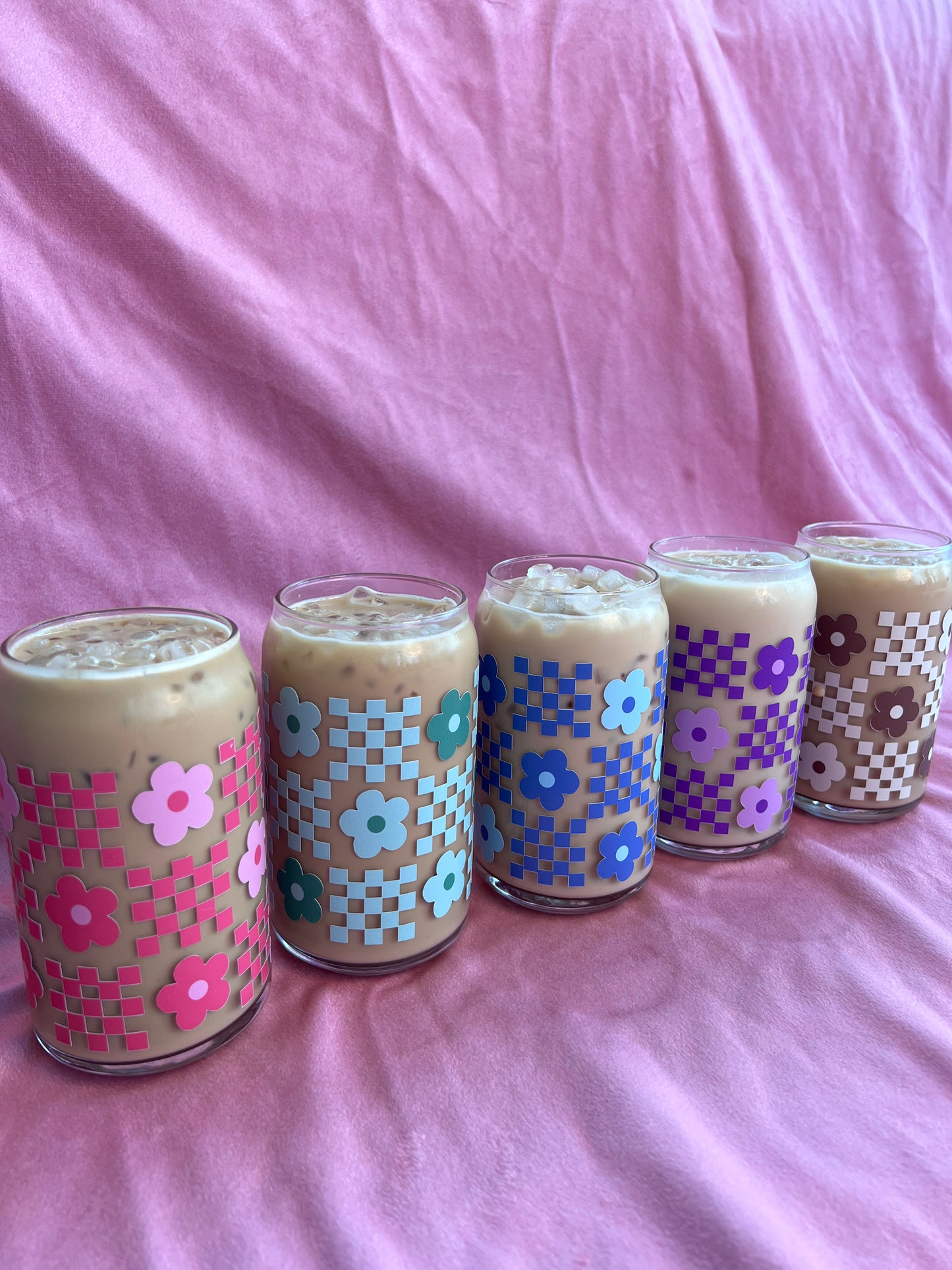 Flower Checkered Glass