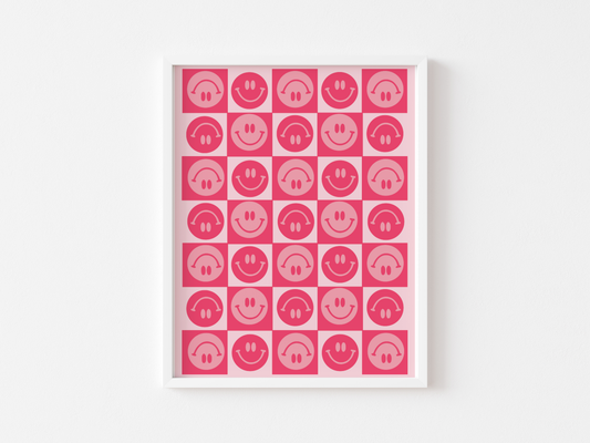 Smiley Face Checkered Print