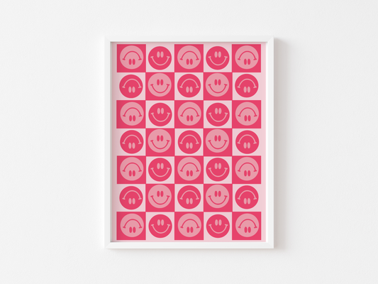 Smiley Face Checkered Print