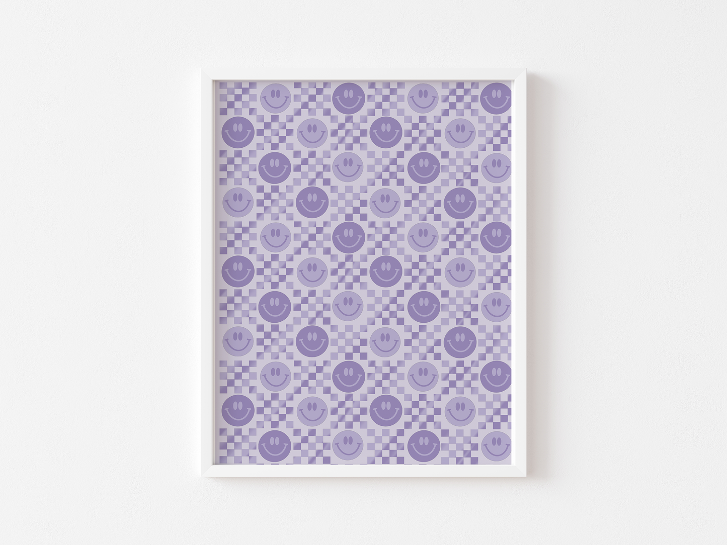 Checkered Smiley Face Print